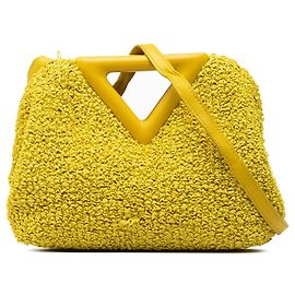 Borsa The Point Triangle Satchel Small in rafia bouclé gialla Bottega Veneta