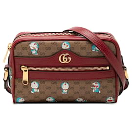 Beige Gucci Mini GG Supreme Doraemon Camera Bag