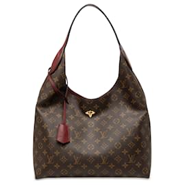 Borsa Hobo Louis Vuitton Monogram Flower Marrone