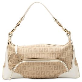 Borsa a tracolla Fendi Zucchino Canvas White con tasca chef