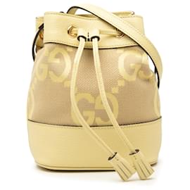 Borsa secchiello Gucci Mini Jumbo Ophidia in tela GG e pelle di vitello Gialla