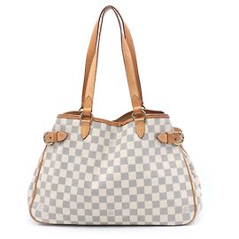 Borsa Tote Orizzontale Batignolles Louis Vuitton Damier Azur bianca