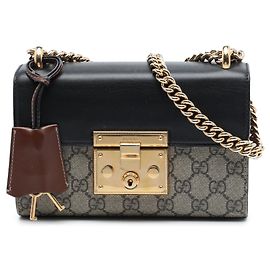 Borsa a Tracolla Gucci Small GG Supreme Padlock Nera