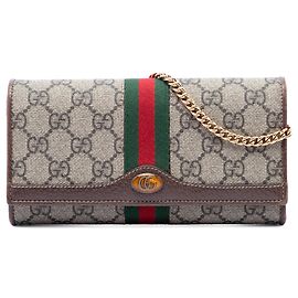 Borsa a tracolla Gucci GG Supreme Web Ophidia Wallet on Chain Beige