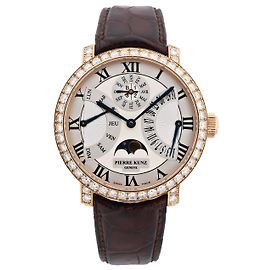 Autre Marque Reloj Pierre Kunz Pepretual Calendar PKA 003 QPR Leather x RG, Diamonds AT Silver-Face