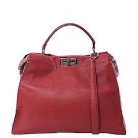 Borsa a mano 2Way Fendi Peekaboo Large Selleria in pelle rossa 8BN210