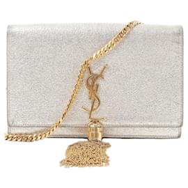 Borsa a tracolla Saint Laurent Paris Kate Small Tassel in glitter argento - Autre Marque