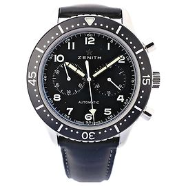 Zénith Zenith Chronometro TIPO CP-2 03.2240.4069 SS x Leather AT Watch with Black Dial