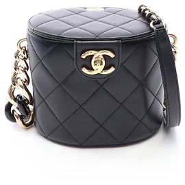 Borsa a tracolla Chanel Matelassé in pelle d'agnello nera
