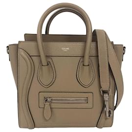 Borsa a mano 2-Way Celine Luggage Nano in vitello Grayish - Céline