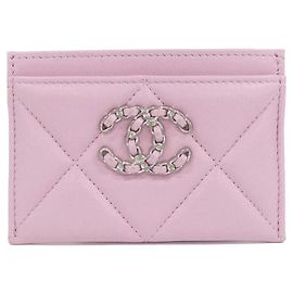Portacarte Chanel 19 Line in pelle d'agnello rosa