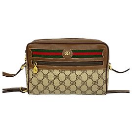 GUCCI Old Gucci Sherry Line Schultertasche aus Leder mit GG-Logo-Muster