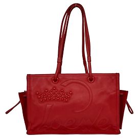 Borsa Tote Loewe rossa con logo borchiato