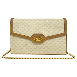 GUCCI Vintage Micro GG Pattern Logo Leather Shoulder Bag