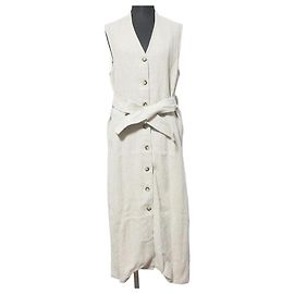 Autre Marque MAISON SPECIAL langes Gilet-Kleid aus Leinen