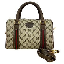 Bolsa de mão em couro GUCCI Vintage Sherry Line GG Logo