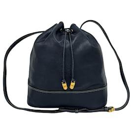 Borsa semi-spalla in pelle con coulisse Loewe Vintage Anagram Logo