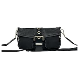 Borsa a tracolla Prada in nylon e pelle nera