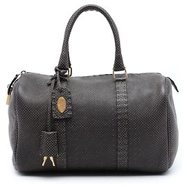 Fendi Selleria Boston Bag aus perforiertem Leder in Braun