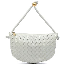 Bottega Veneta Turn Pouch Piccola in Pelle di Agnello Intrecciato Bianca