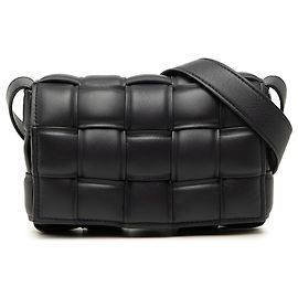 Bottega Veneta Borsa a tracolla Cassette Small in Nappa Intrecciato imbottita nera