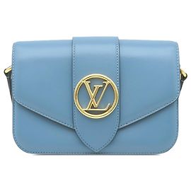 Louis Vuitton Blue Calfskin LV Pont 9 Soft MM