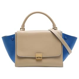 Celine Trapeze Satchel Small aus bicolor Leder in Beige - Céline