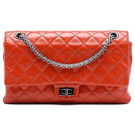 Chanel Orange Quilted Patent Caviar Reissue 2.55 Double Flap 226