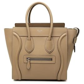 Céline Celine Beige Micro Drummed Calfskin Luggage Tote