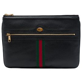Clutch Gucci Ophidia Web in pelle di vitello nera