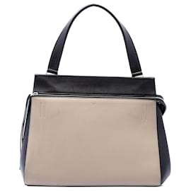 Celine Black Medium Bicolor Leather Edge Handbag - Céline