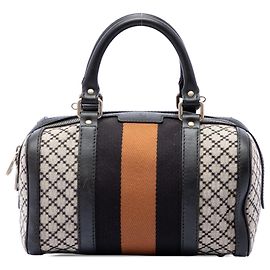 Sac Boston Gucci Joy en toile Diamante beige, petit modèle, avec bande Web