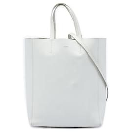 Celine Borsa Vertical Cabas in pelle di vitello grana piccola bianca Small - Céline