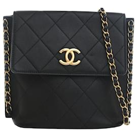 Chanel Black Small Quilted Calfskin Chain Hobo Flap