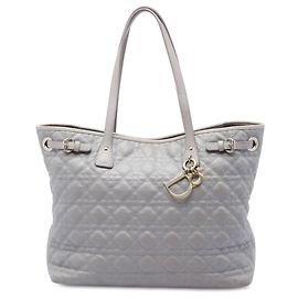 Dior Panarea Tote Large aus beschichtetem Canvas Cannage Grau
