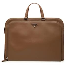 Prada Business-Tasche aus braunem Saffiano-Leder
