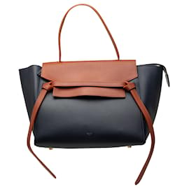 Celine Bolso Cinturón Mini Bicolor de Piel de Ternera Lisa Azul - Céline