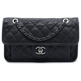 Chanel Blue Medium Quilted Caviar French Riviera Flap