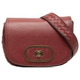 Bottega Veneta Borsa a tracolla Luna in nappa intrecciato rossa