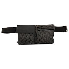 Borsetta cintura Gucci in denim GG grigio con doppia tasca