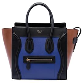 Céline Celine Blue Micro Tricolor Leather Luggage Tote