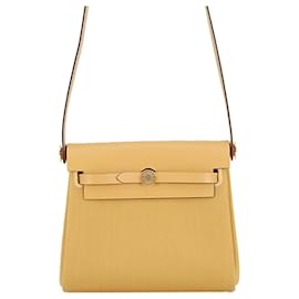 Hermès Herbag Zip 20 in Toile Military gialla e Vache Hunter