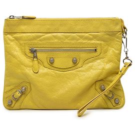 Clutch Balenciaga Giant 12 Motocross in pelle di agnello gialla
