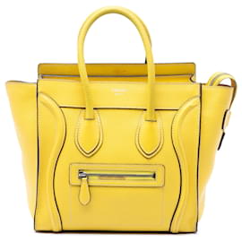 Céline Celine Luggage Tote aus drummed Kalbsleder Gelb Micro