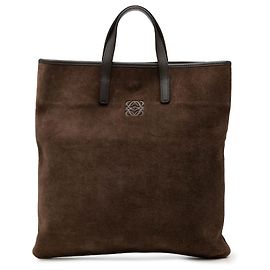 Tote Anagram LOEWE em camurça castanha