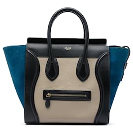 Celine Mini Luggage Tote in vitello tricolore e nubuck Beige - Céline
