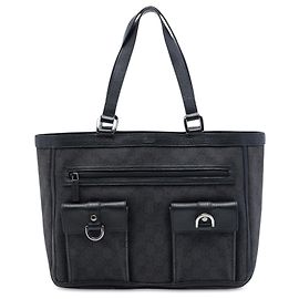 Sac cabas Gucci Abbey en denim GG gris avec anneau en D