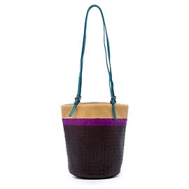 Borsa a secchiello Bottega Veneta Brown Nappa Intrecciato Acquarello