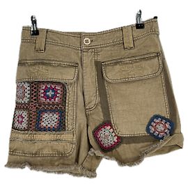 Free People Pantaloncini in denim beige a fantasia