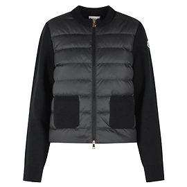 Moncler Wollgepolsterte Strickjacke mit Reißverschluss für Damen Schwarz